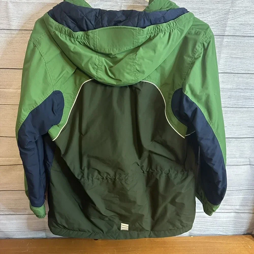 L.L. Bean Windbreaker Jacket Boys XLarge Green Full Zip Hooded Lined Long Sleeve